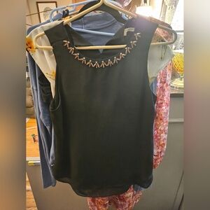 Violet & Claire Black Sleeveless Blouse with Embellishments